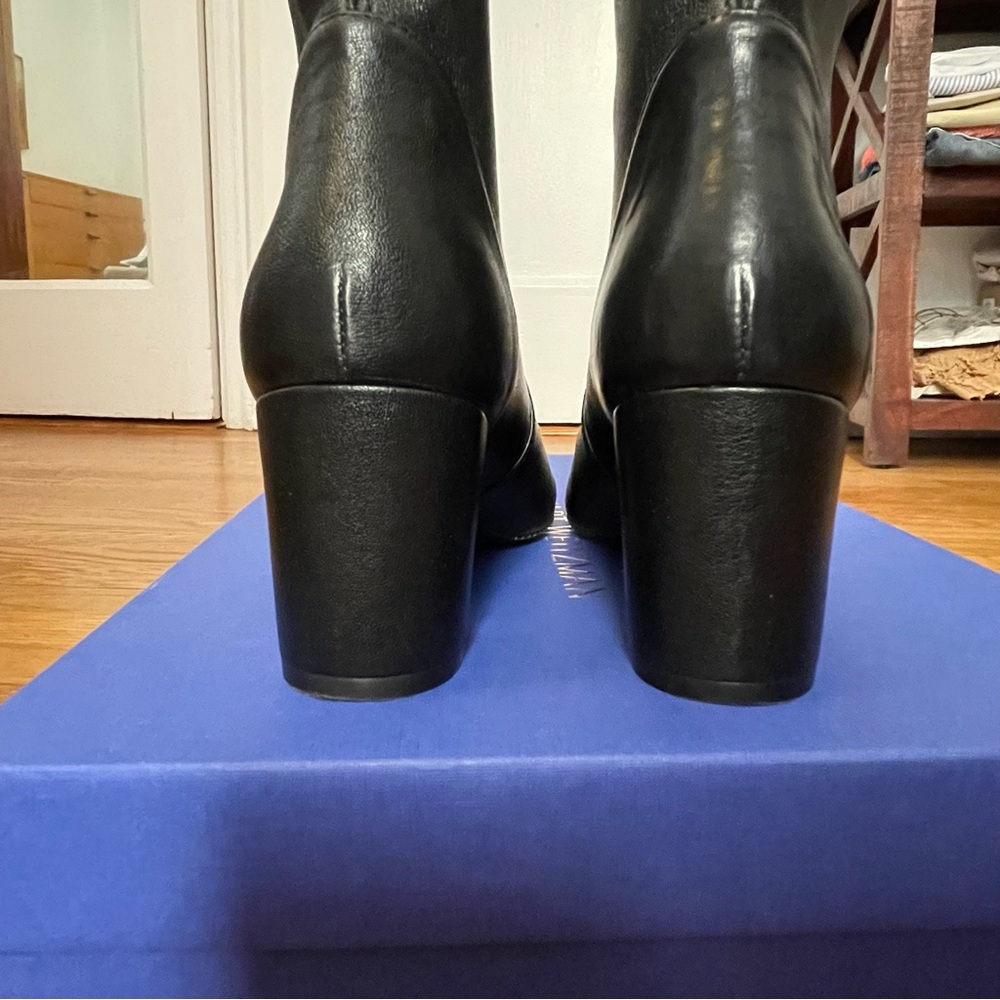 HP Stuart Weitzman Ankle Boots, Black Leather, Yuliana 60, Size US 9 / EU 39.5 - Picture 3 of 11